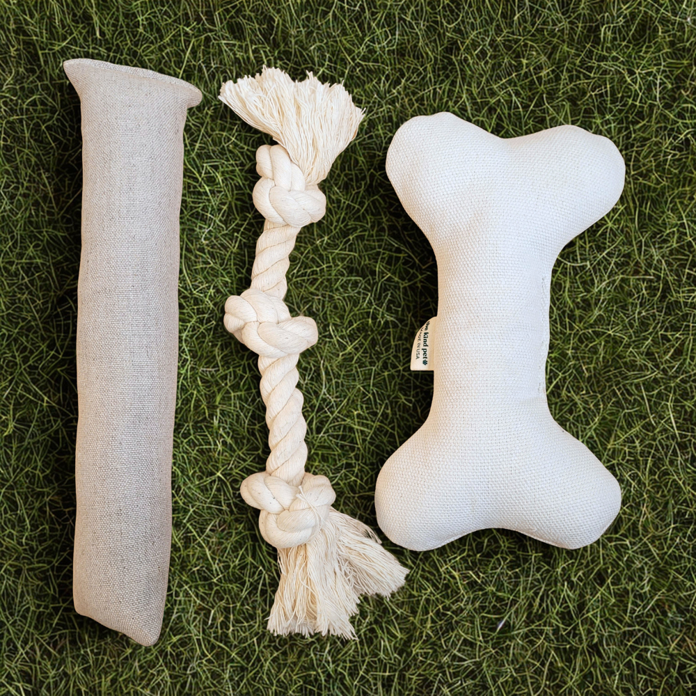 Boba & Vespa Natural Dog Toy Bundle for Cuddles, Fetch and Tugging - Small to Large Dogs Options